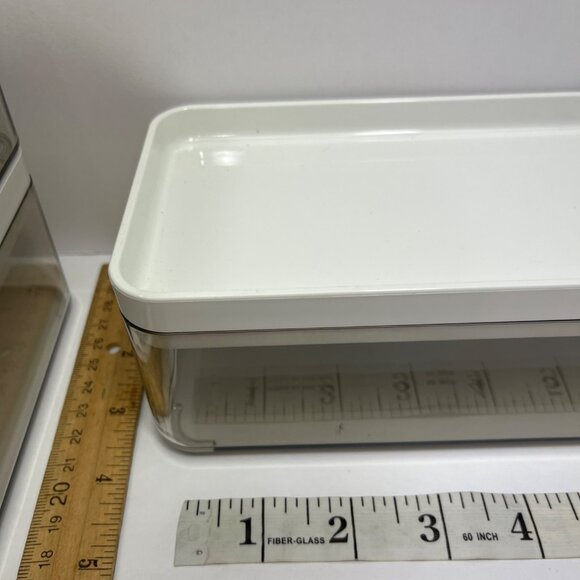 Stackable Acrylic Storage Organizer W/ 3 Clear Drawers & White Lid 12x4x6 Inches - Picture 2 of 4